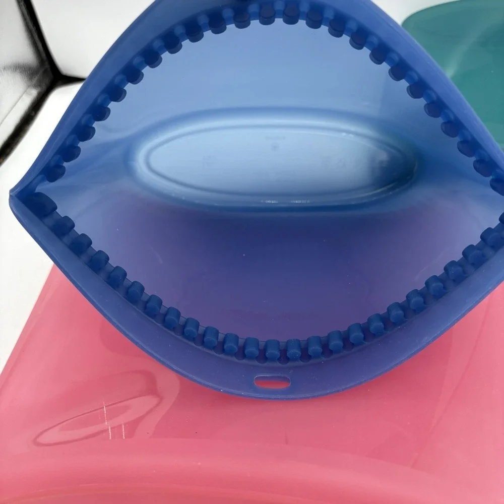Tupperware Ultimate Silicone Bags Snack Microwavable Pink Blue Green Lot of 3